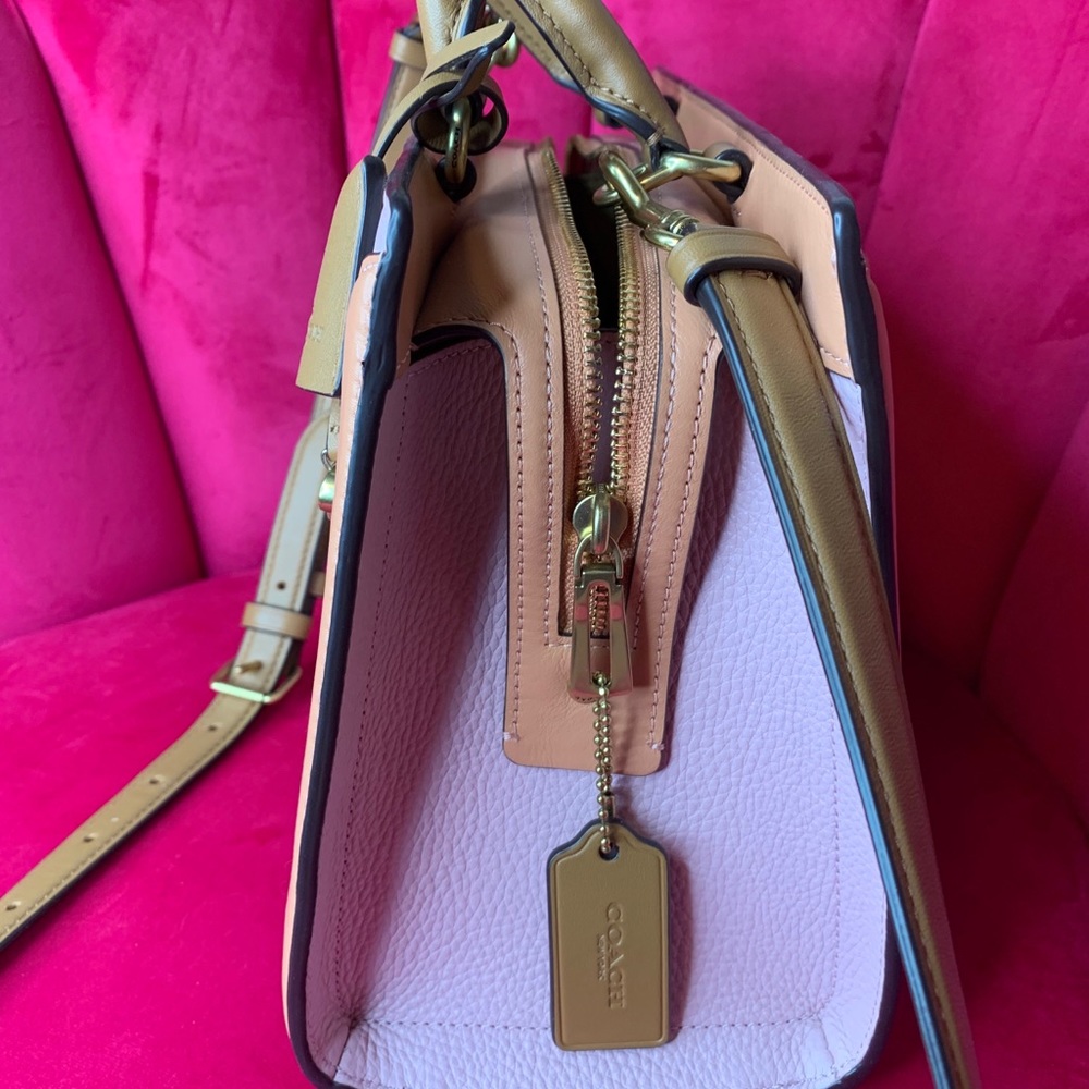 Coach Zoe Color Block Leather Handbag Pink NWOT - Picture 3 of 8